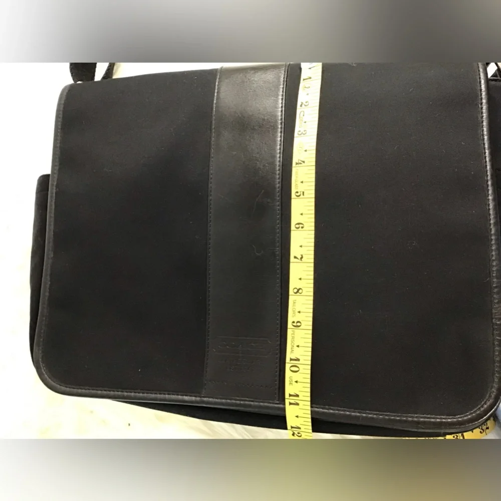 Coach Black Leather Canvas Messenger laptop Bag - Picture 8 of 16